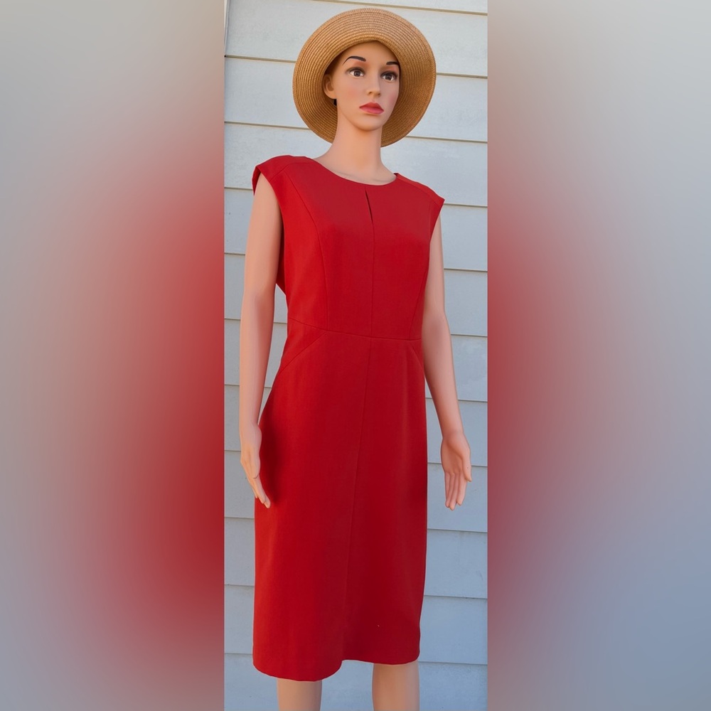 Kasper Red Sheath Midi Dress for Cocktail Nights